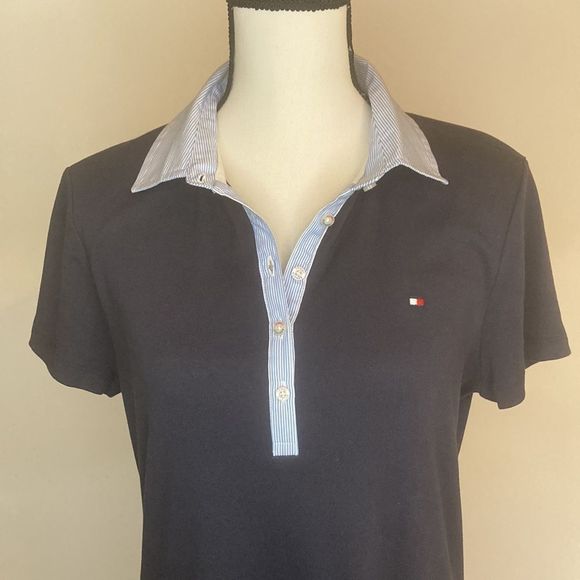 Tommy Hilfiger Dress Polo Style Navy Blue & White Preppy Casual Dress - Picture 7 of 13